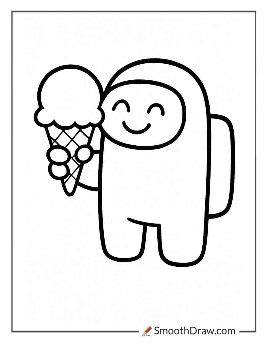 Among Us crewmate with ice cream