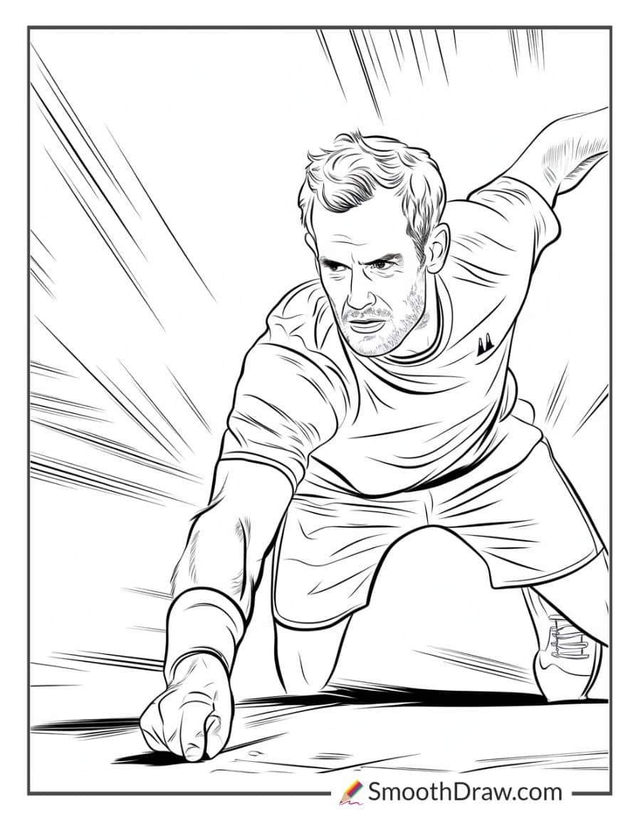 Andy Murray intense rally shot coloring page