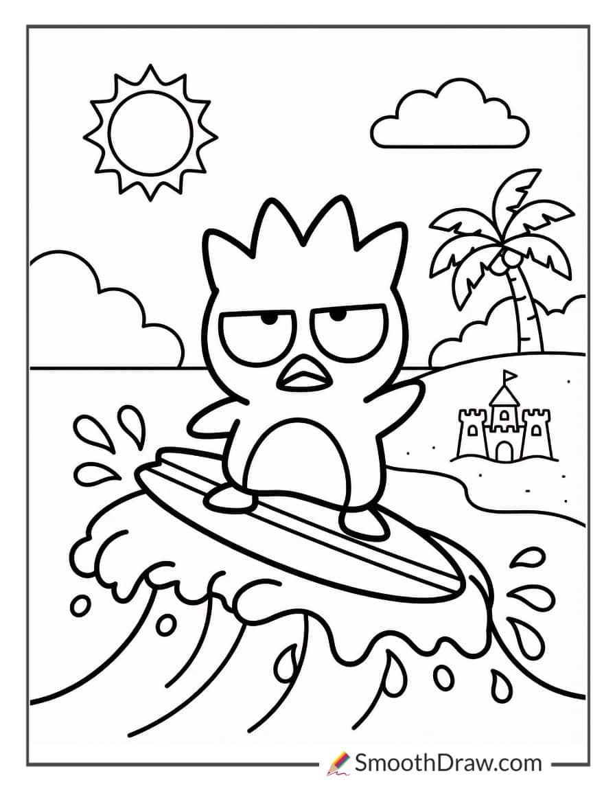 Badtz Maru summer beach day surfing