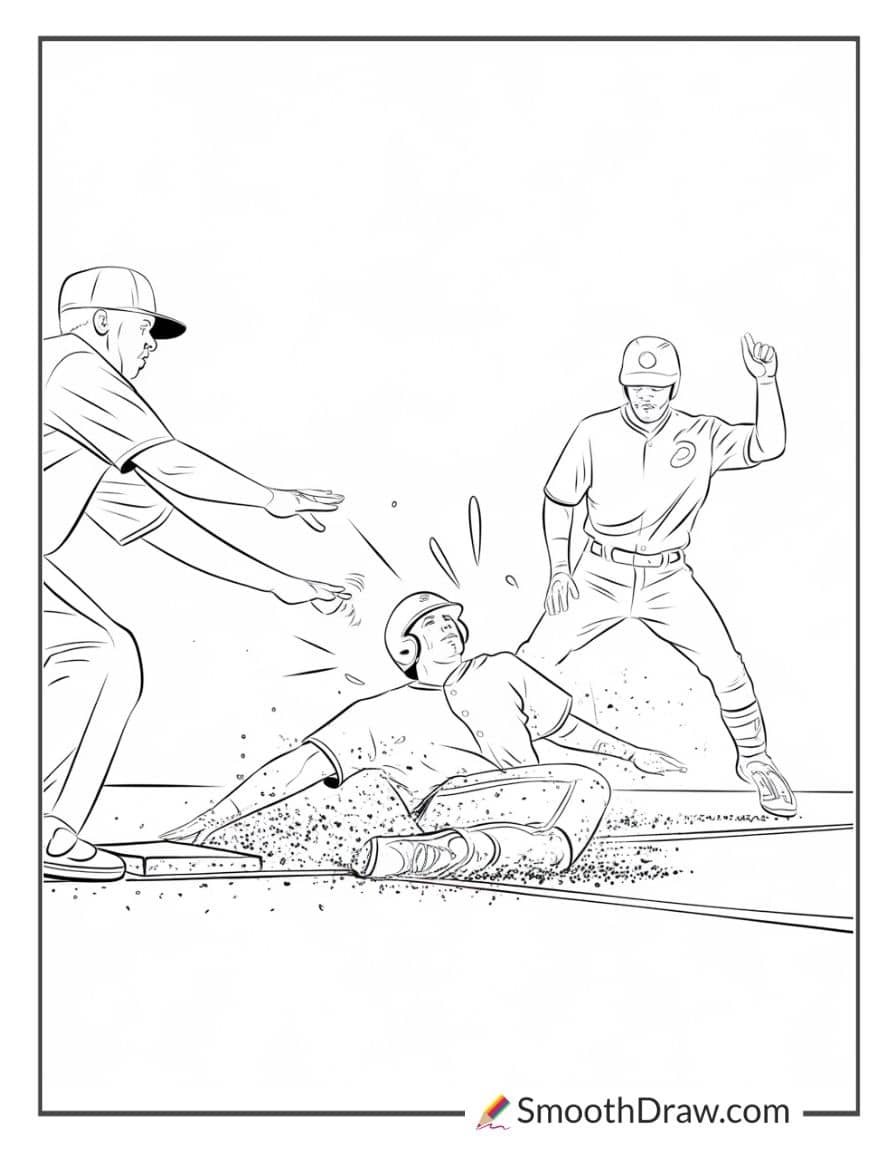 Baseball Player Sliding into Home Plate