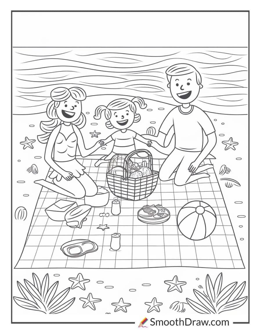 Beach picnic with a family