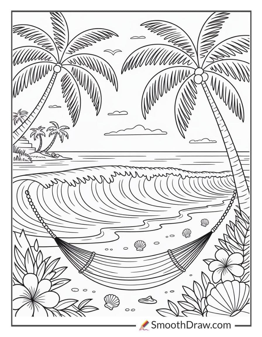 Beautiful beach for coloring
