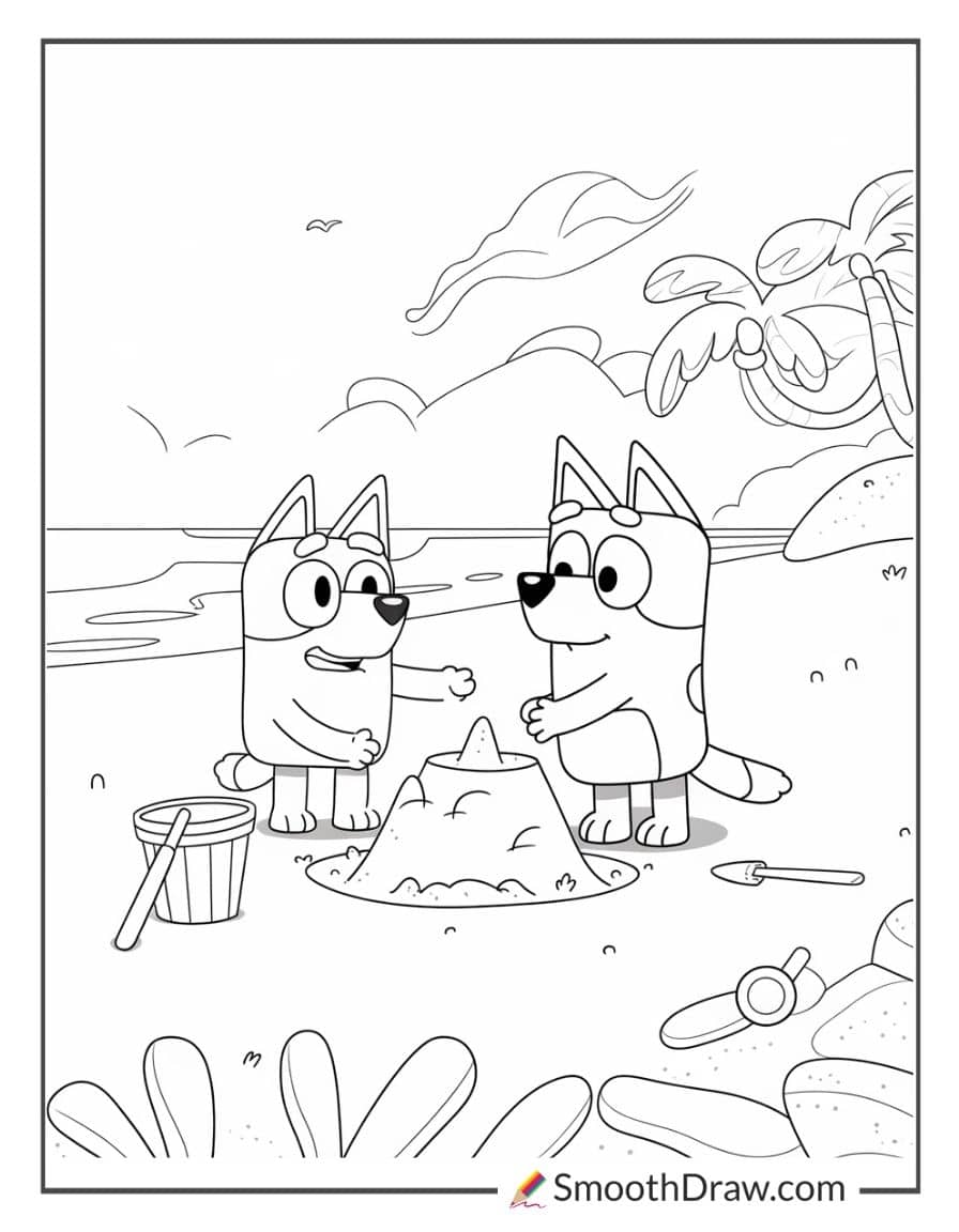 Bluey having fun at the beach