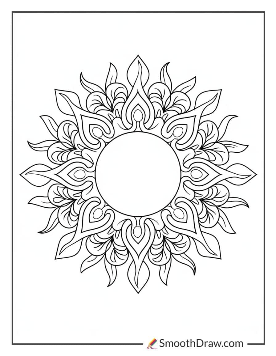 Boho Abstract Sun Coloring Page