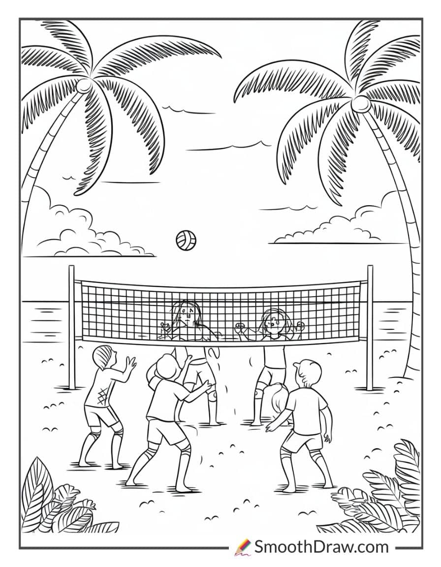 Cartoon kids volleyball team (2)