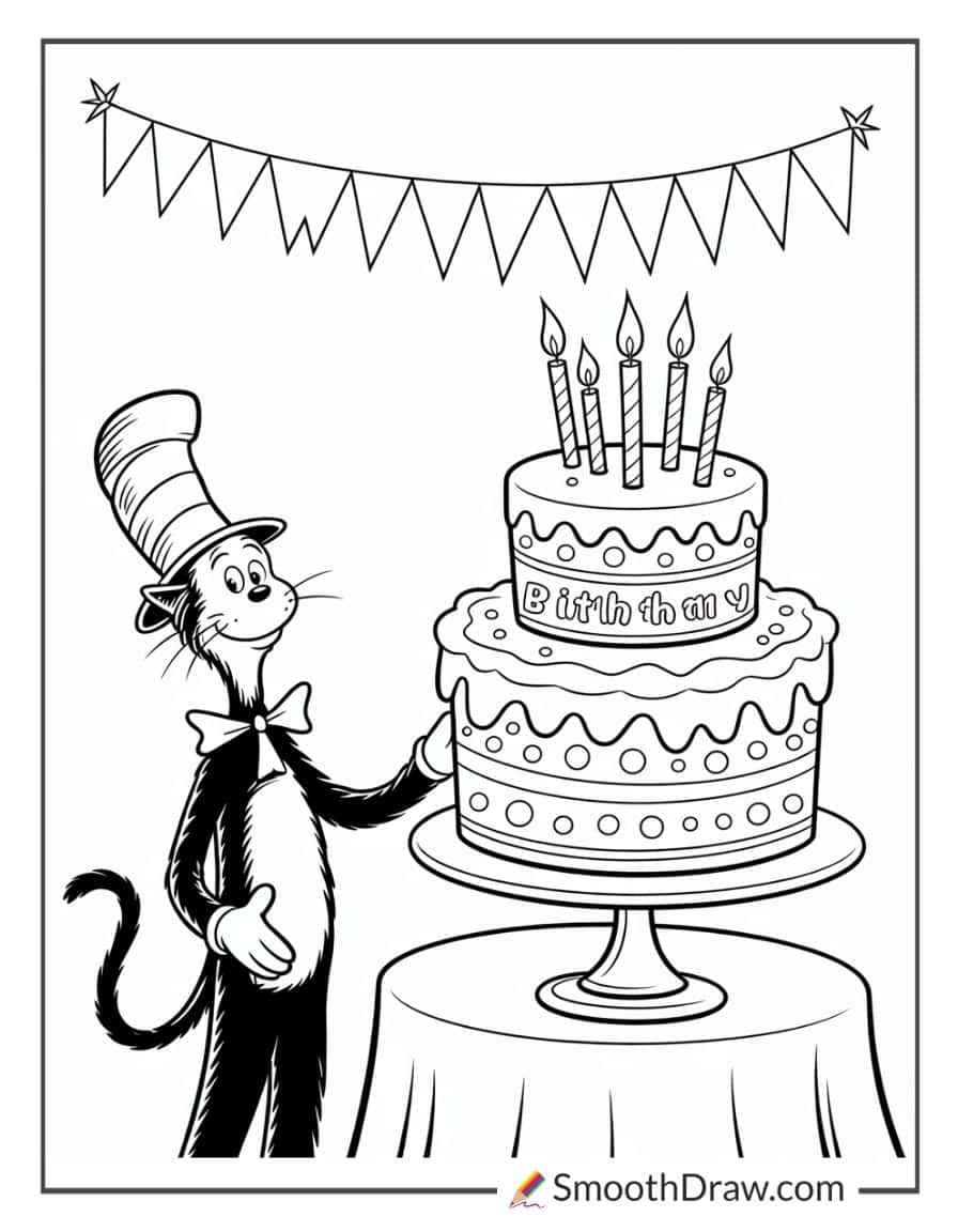 Cat in the Hat and birthday cake
