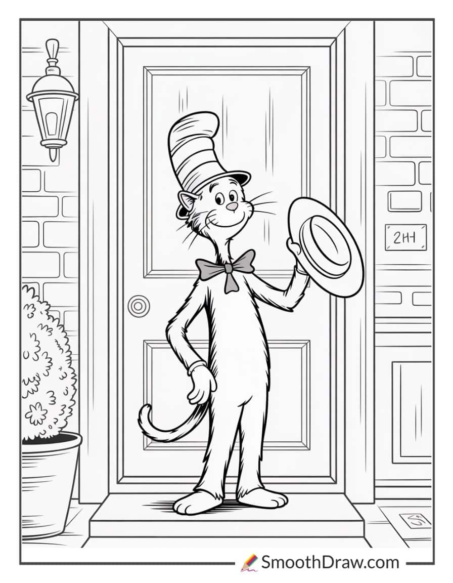 Cat in the Hat at front door