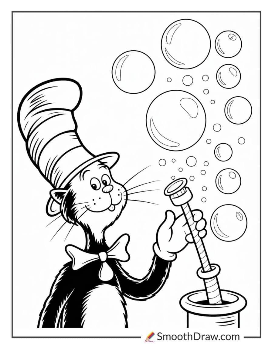 Cat in the Hat making bubbles