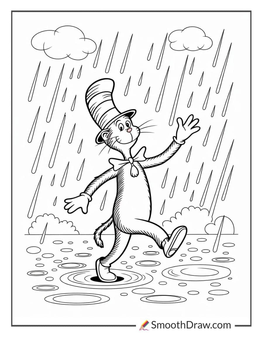 Cat in the Hat on a rainy day