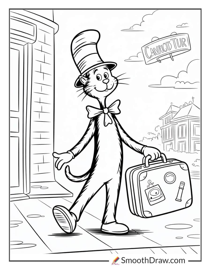 Cat in the Hat with suitcase