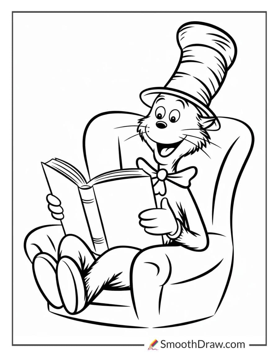 Cat reading a funny book