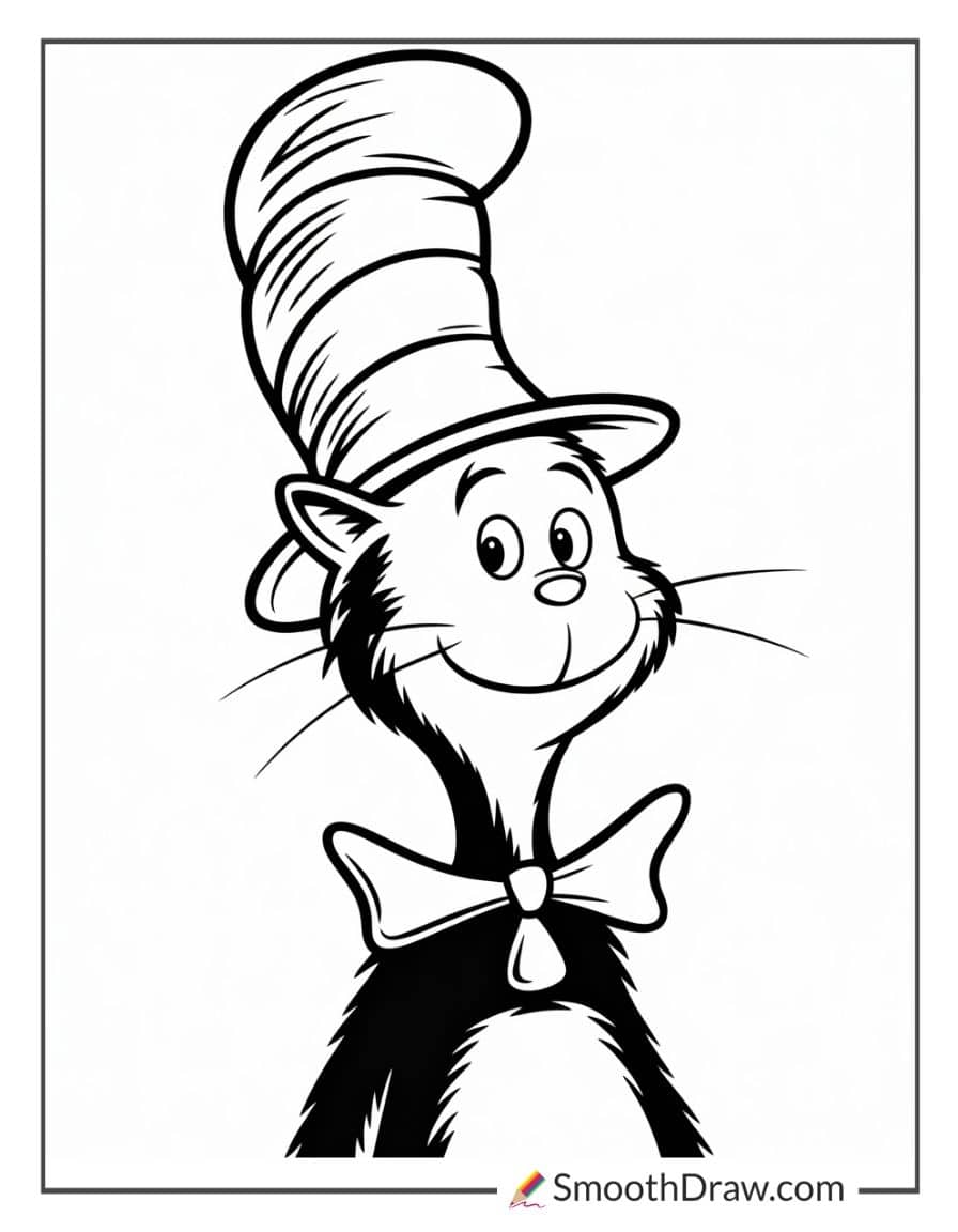 Cat with striped hat and bow