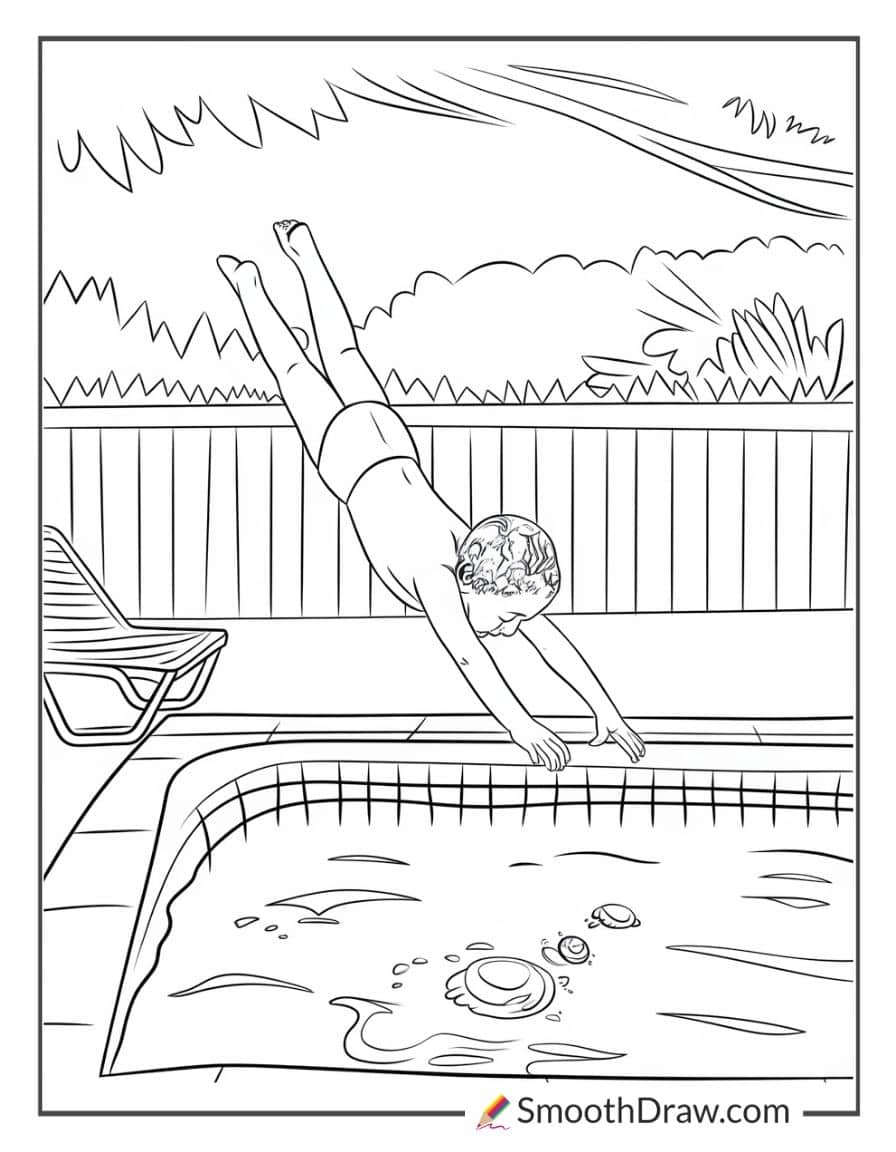 Child diving into a pool