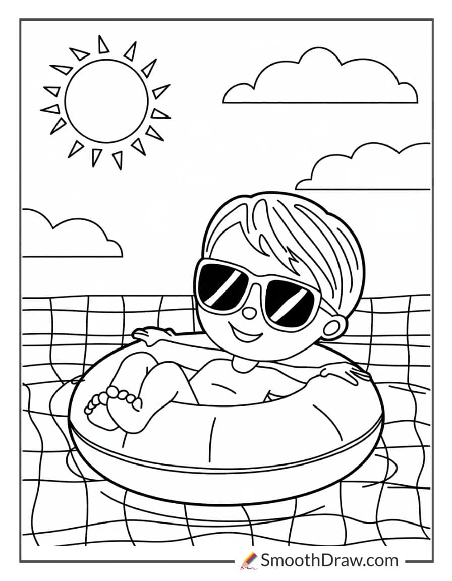 Child floating on an inflatable tube