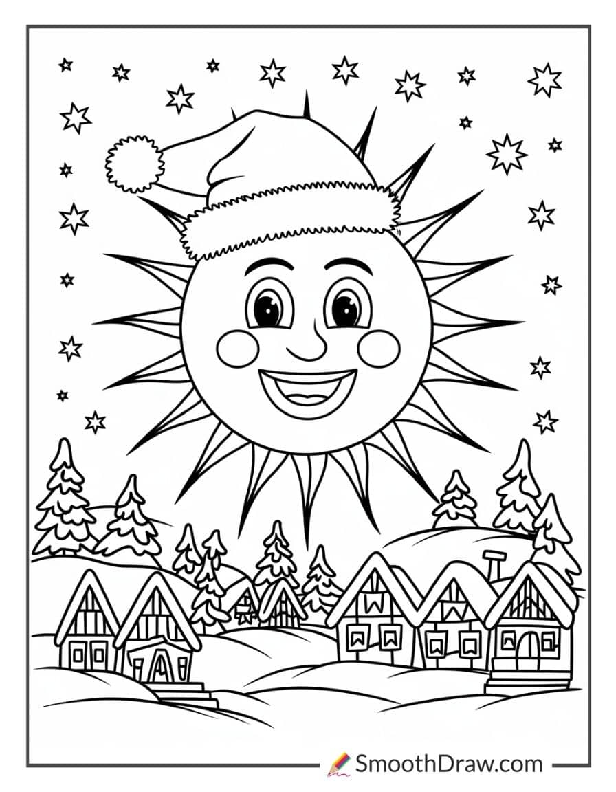 Christmas Sun with Santa Hat