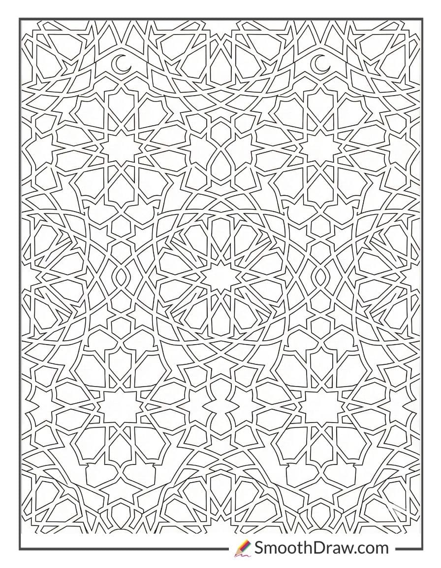 Colorful Geometric Islamic Patterns For Coloring