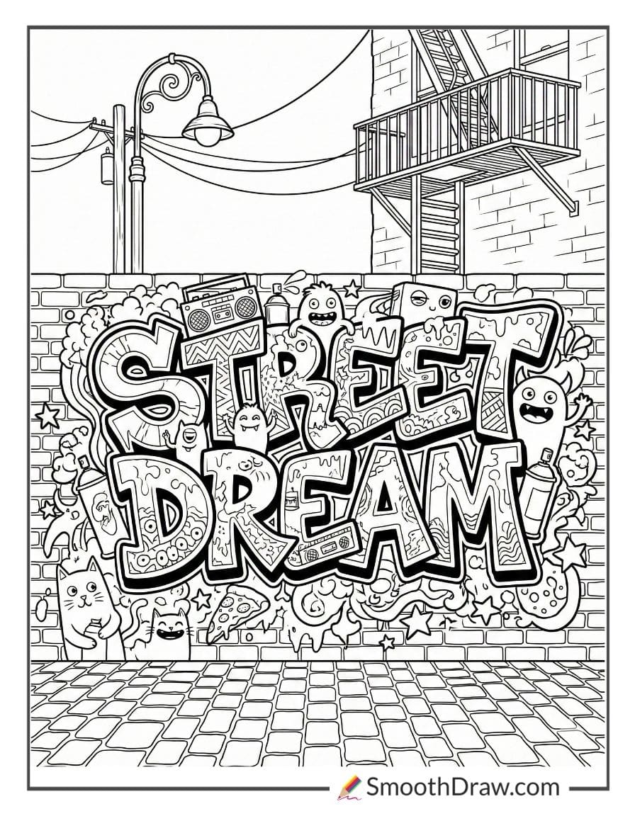 Cool street graffiti for coloring