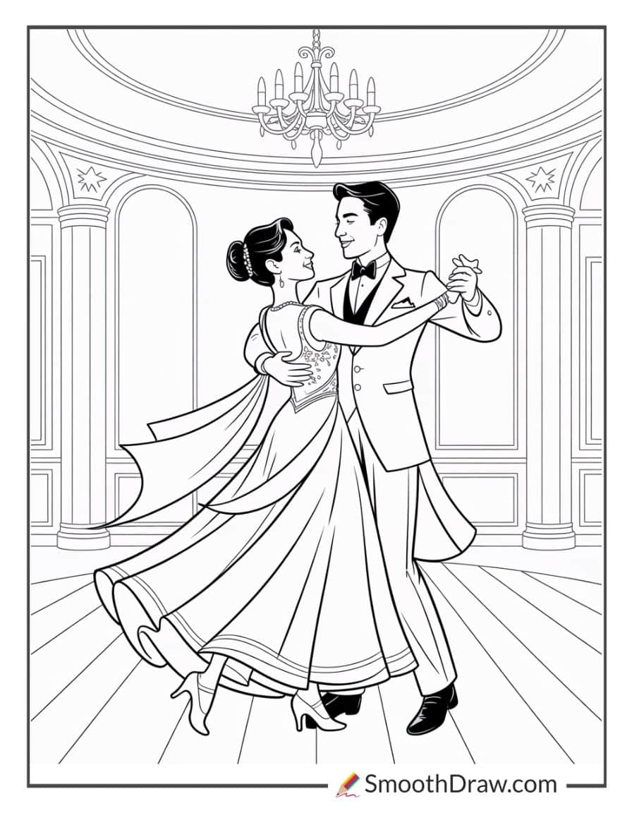 Couple Dancing Elegant Ballroom Waltz