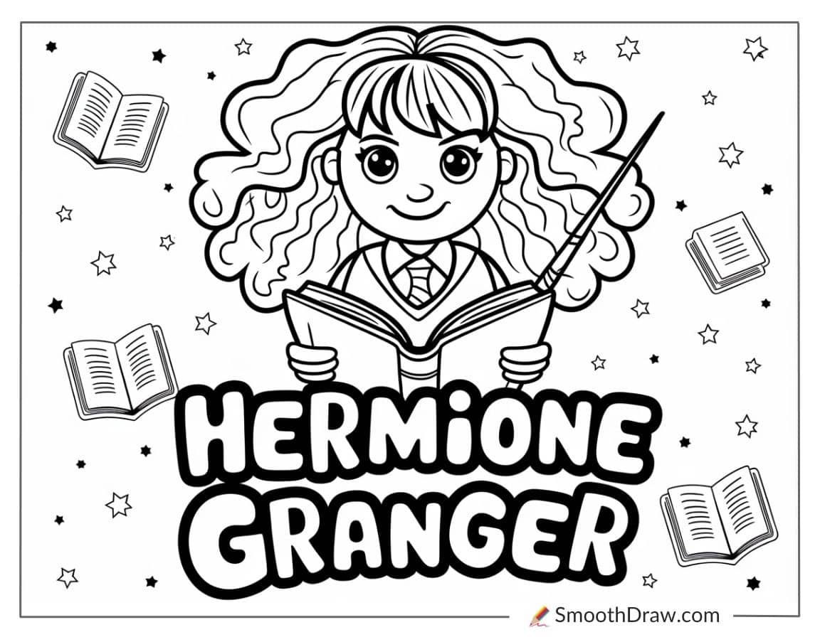 Cute Hermione Granger coloring page