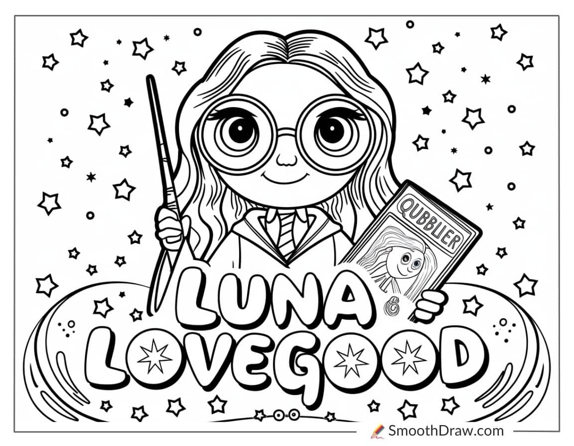 Cute Luna Lovegood coloring page