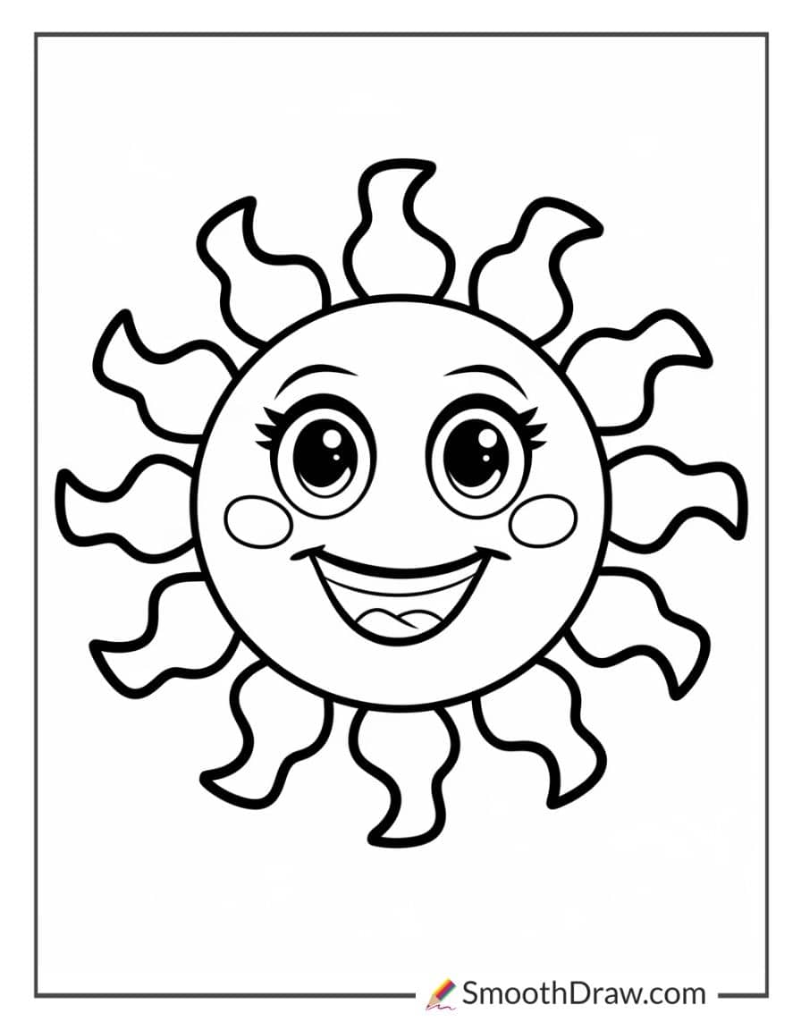 Cute Smiling Sun Coloring Page