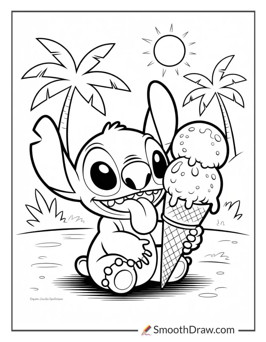 Cute Stitch with ice cream