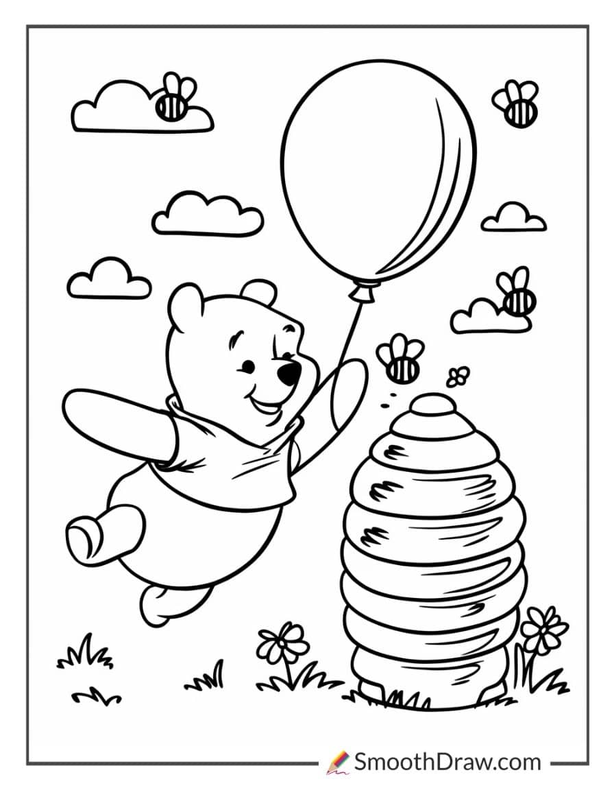 Cute Winnie the Pooh for kids to color