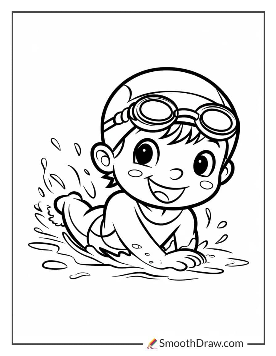 Cute cartoon-style swimmer for kids