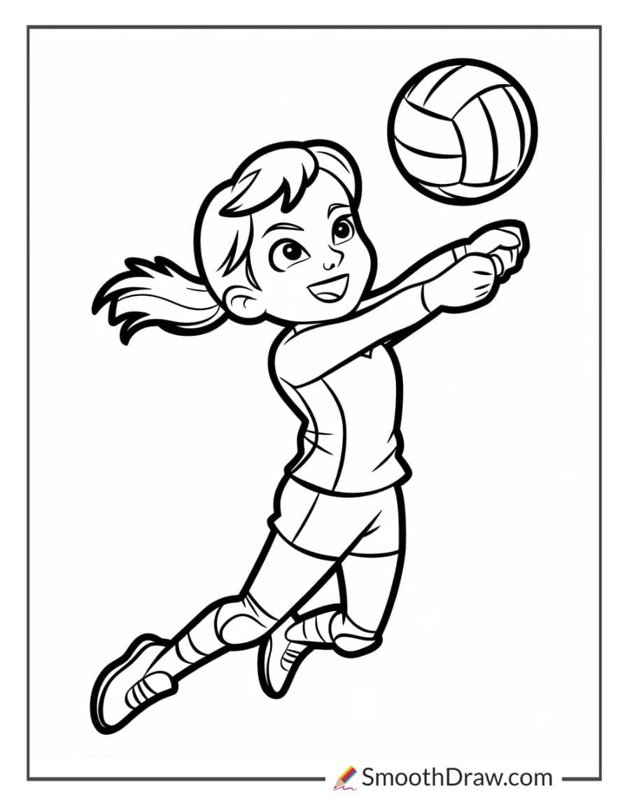 Cute volleyball player coloring page