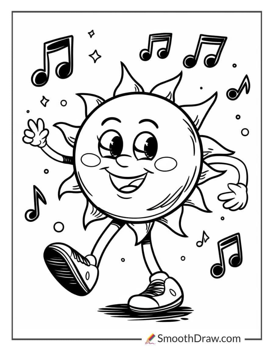 Dancing Sun with Music Notes