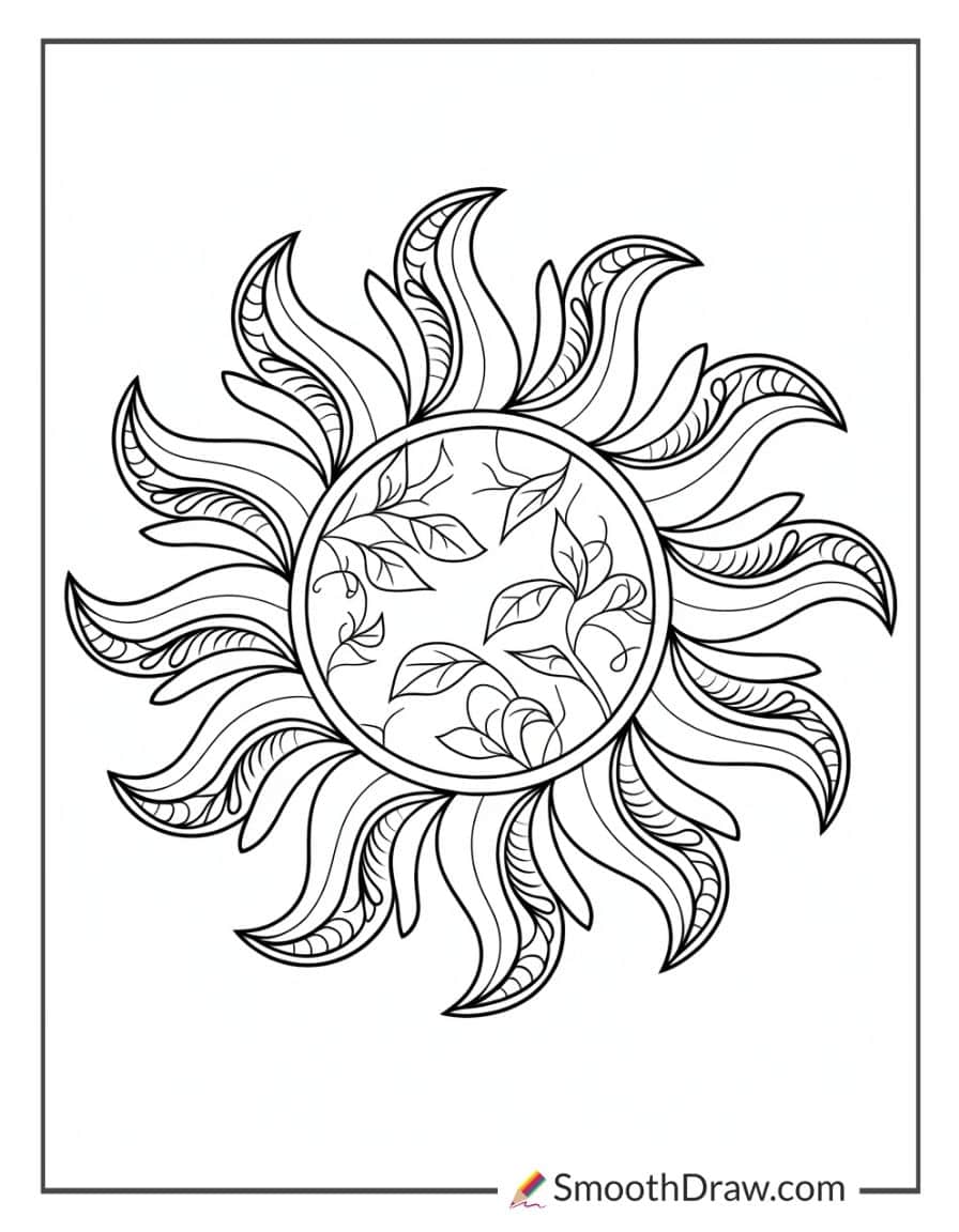 Decorative Sun with Floral Rays