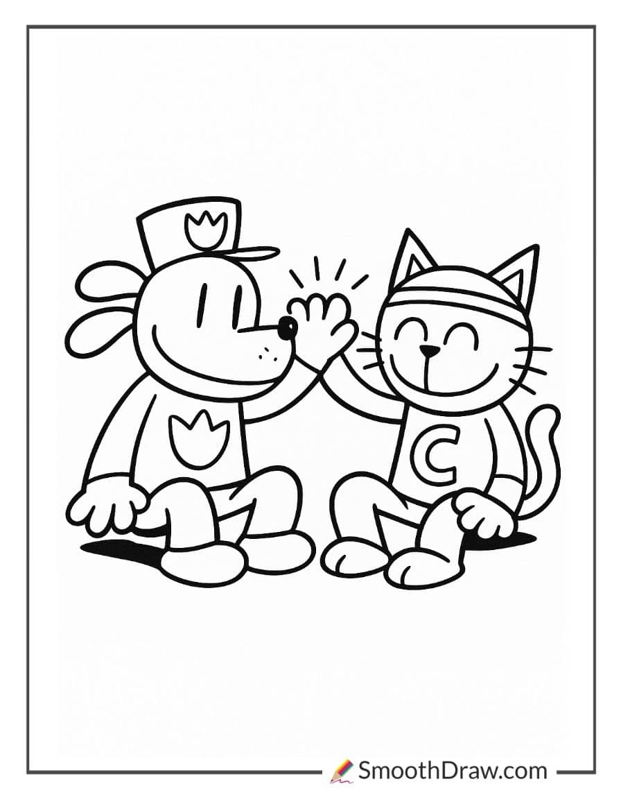 Dog Man and Cat Kid together