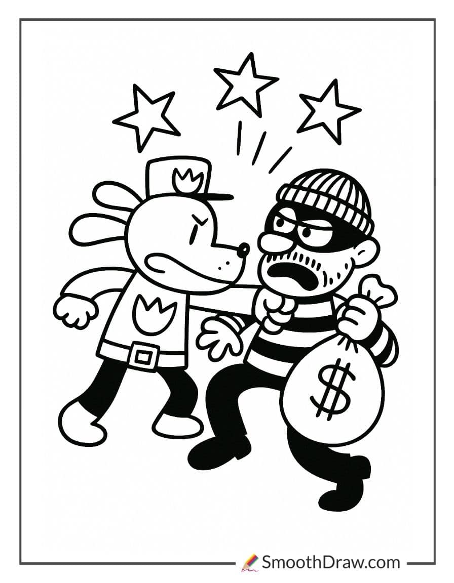 Dog Man catching a sneaky robber