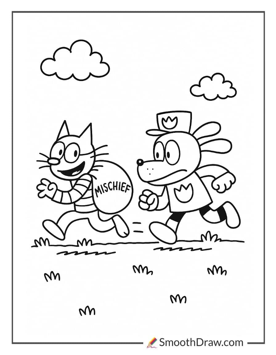 Dog Man chasing after Petey