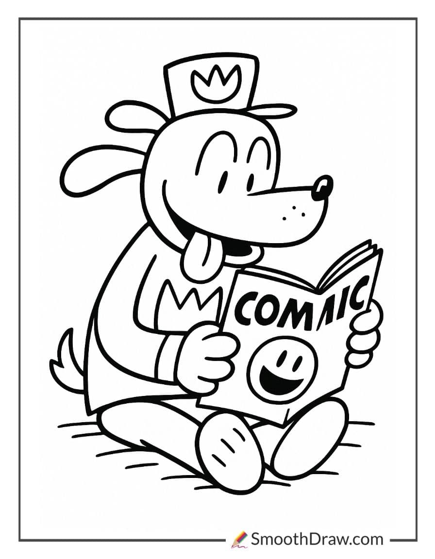 Dog Man reading a funny book