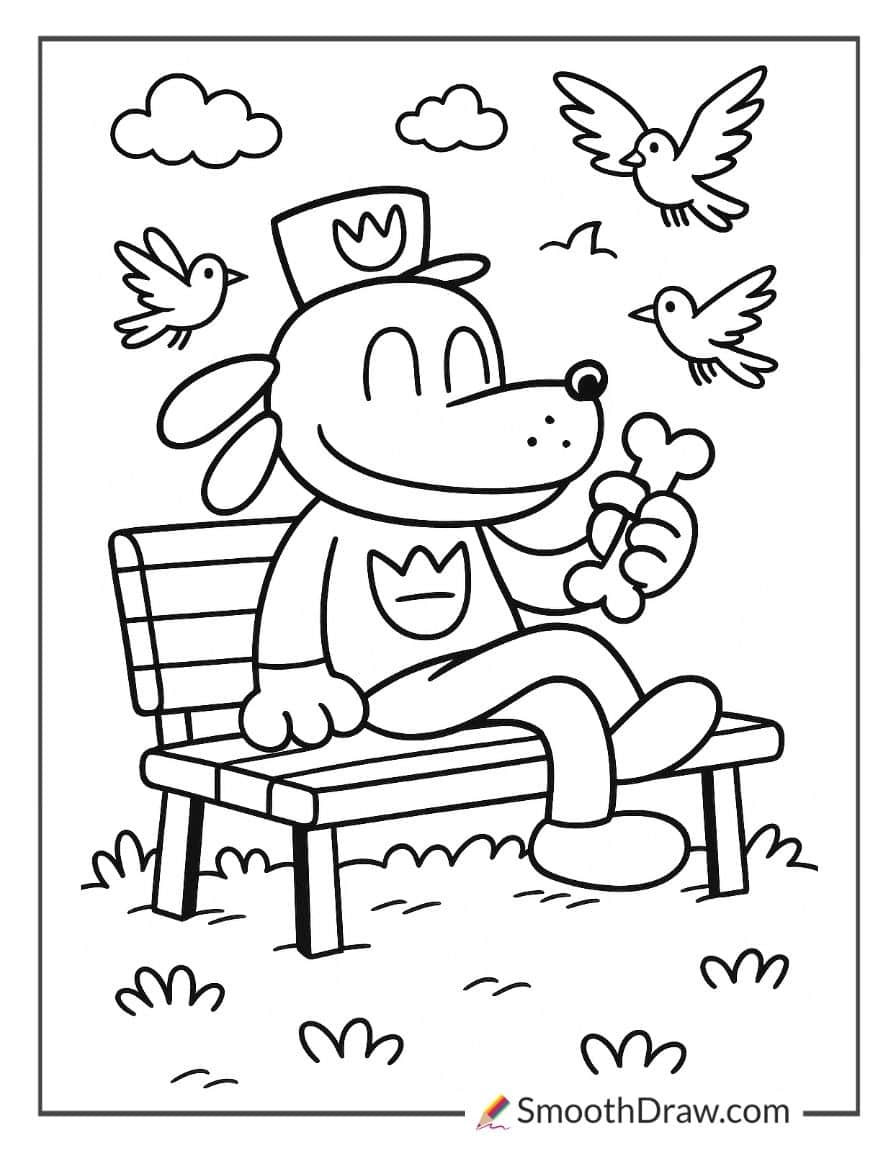 Dog Man sitting on park bench