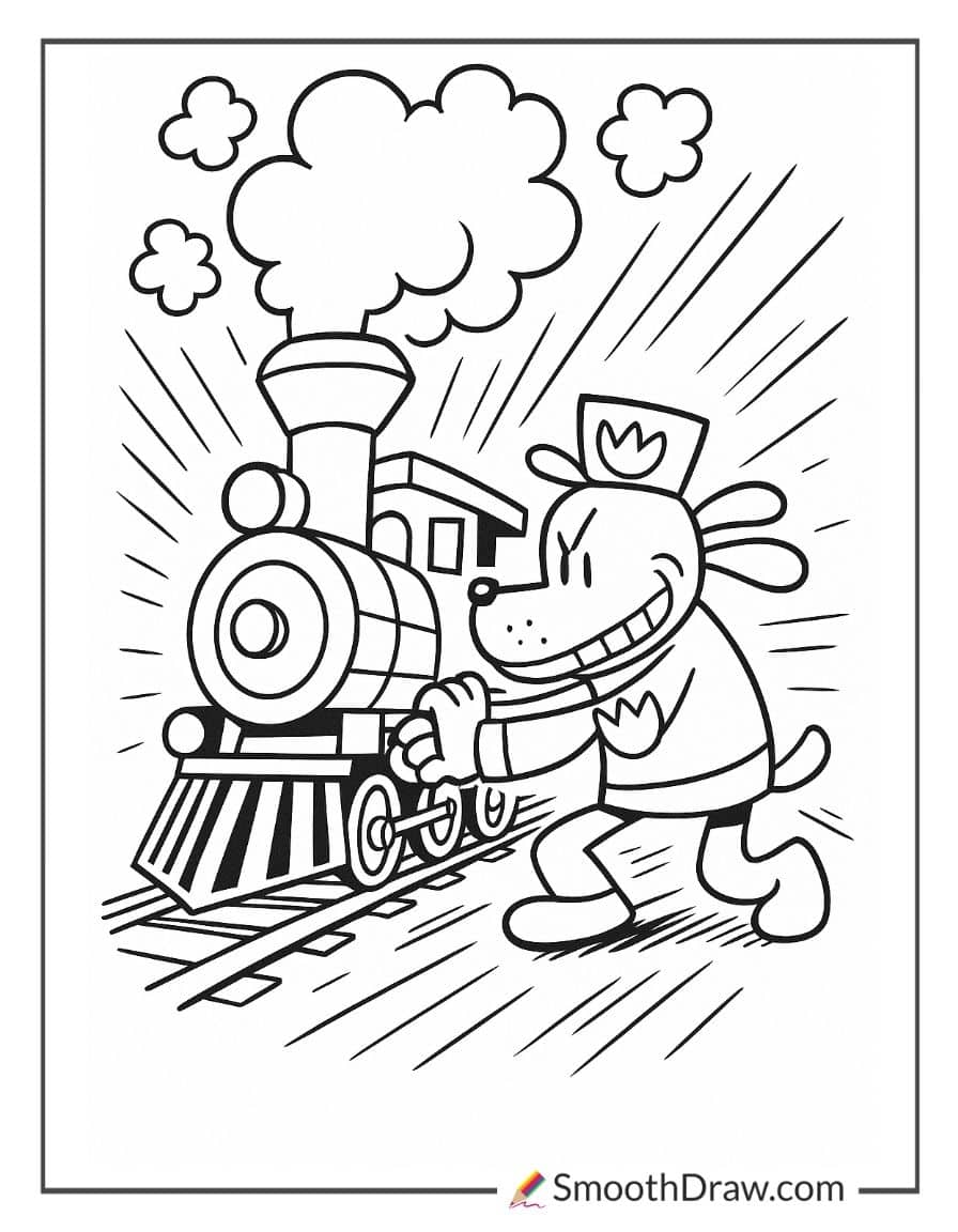 Dog Man stopping a runaway train