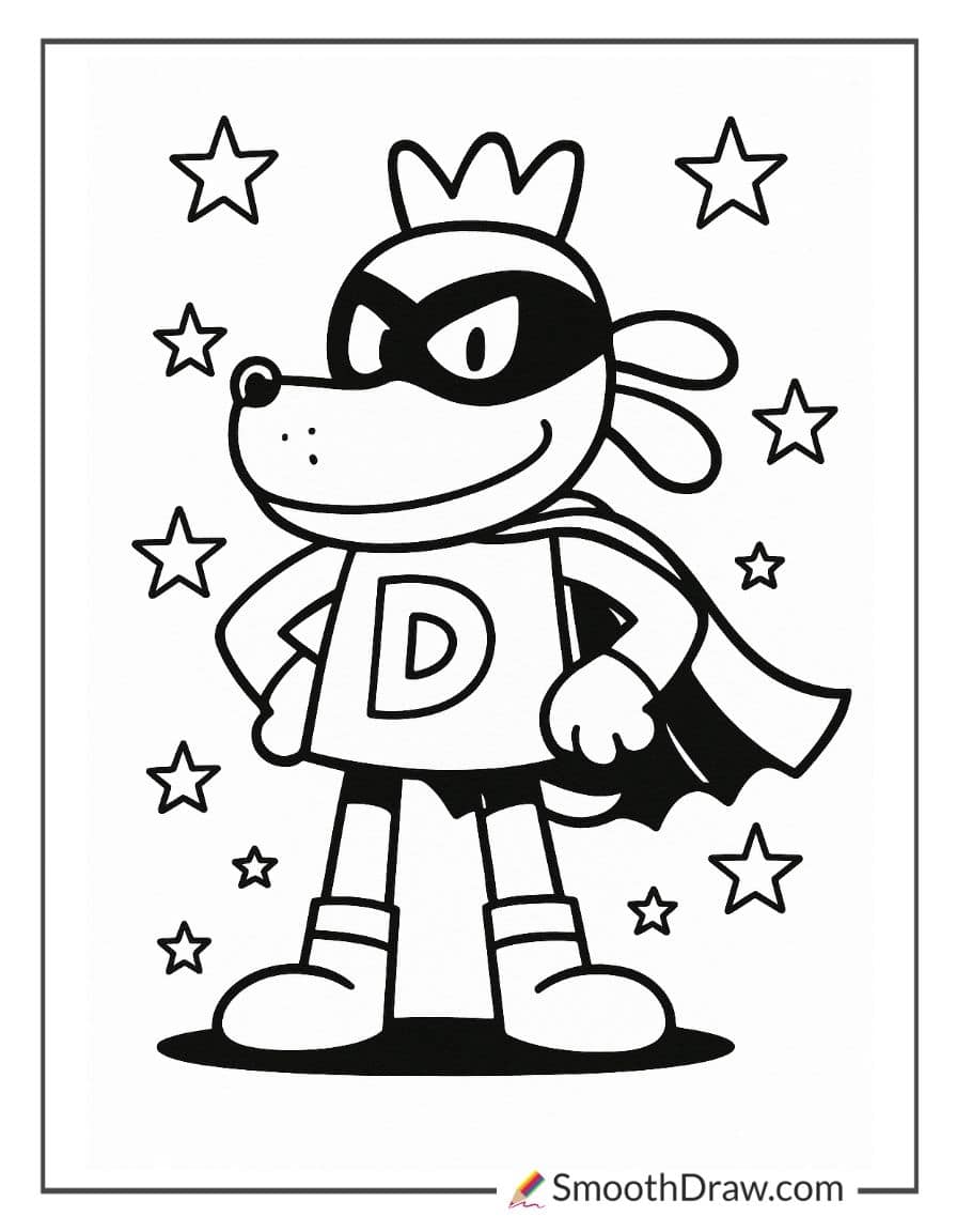 Dog Man with superhero mask on