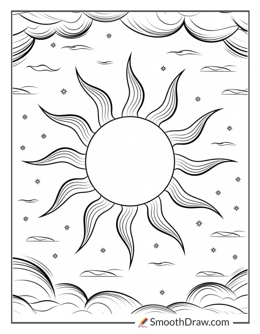 Dreamy Sun with Swirling Clouds