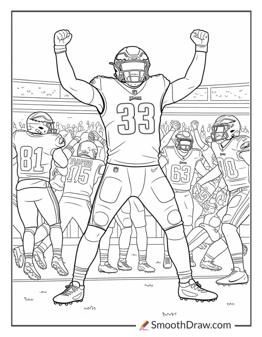 Eagles player celebrating sack