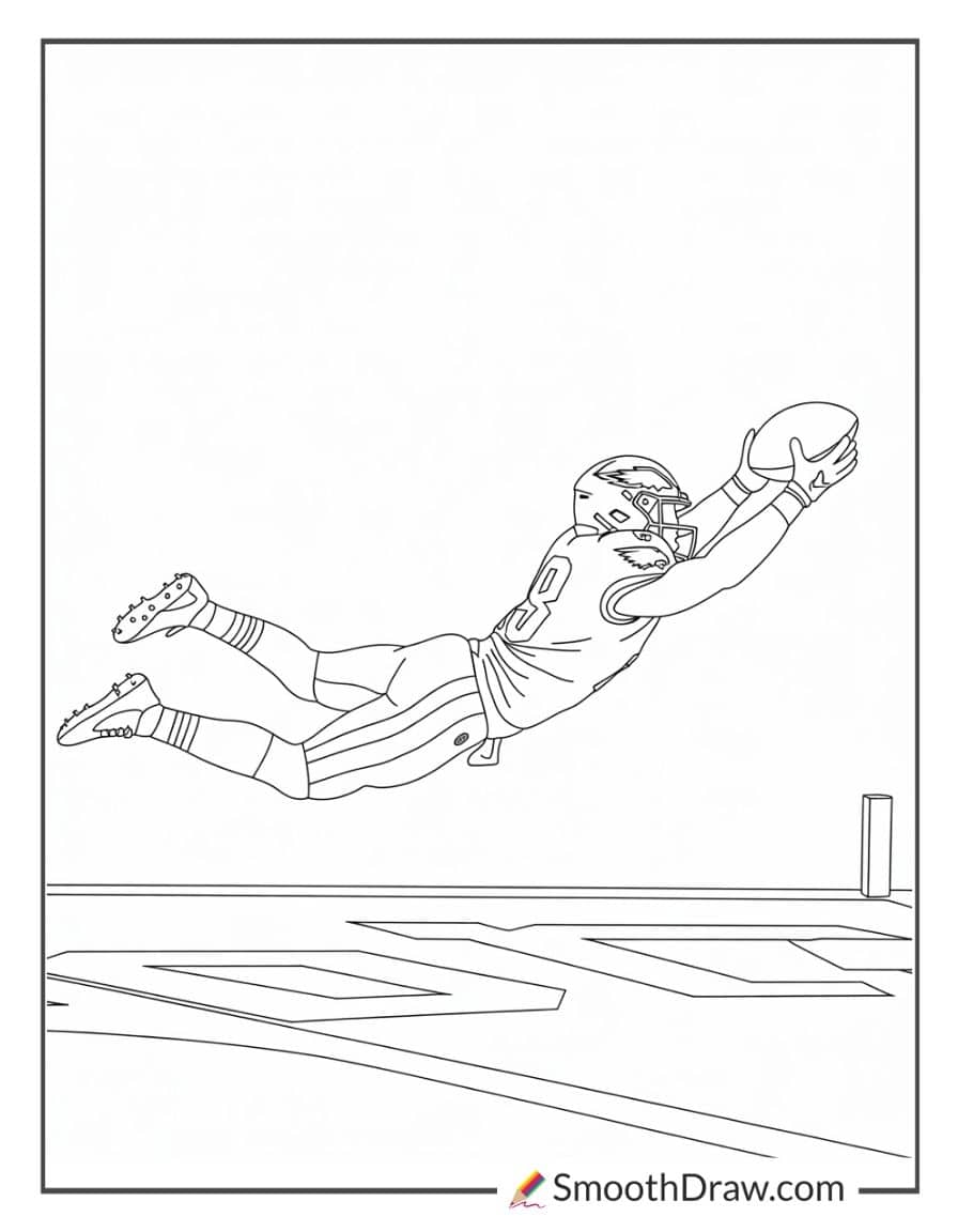 Eagles player diving for touchdown