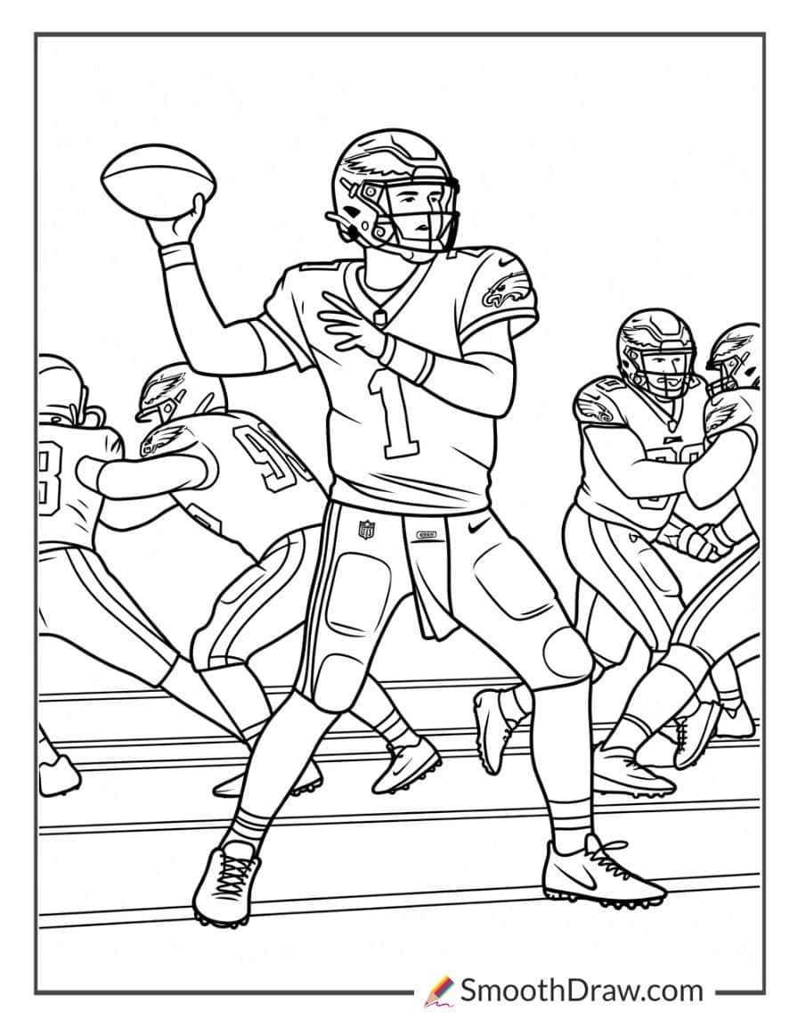 Eagles quarterback throwing football