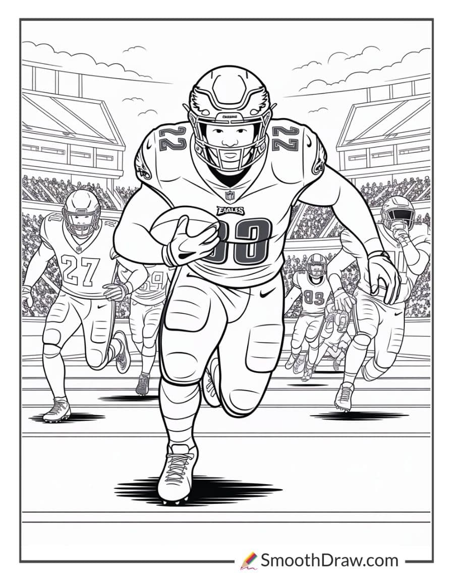 Eagles running back sprinting forward