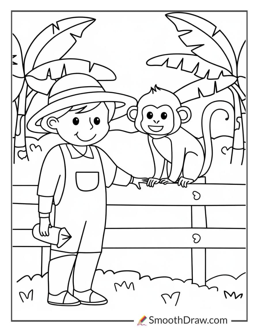 Farmer and a Monkey in a Village