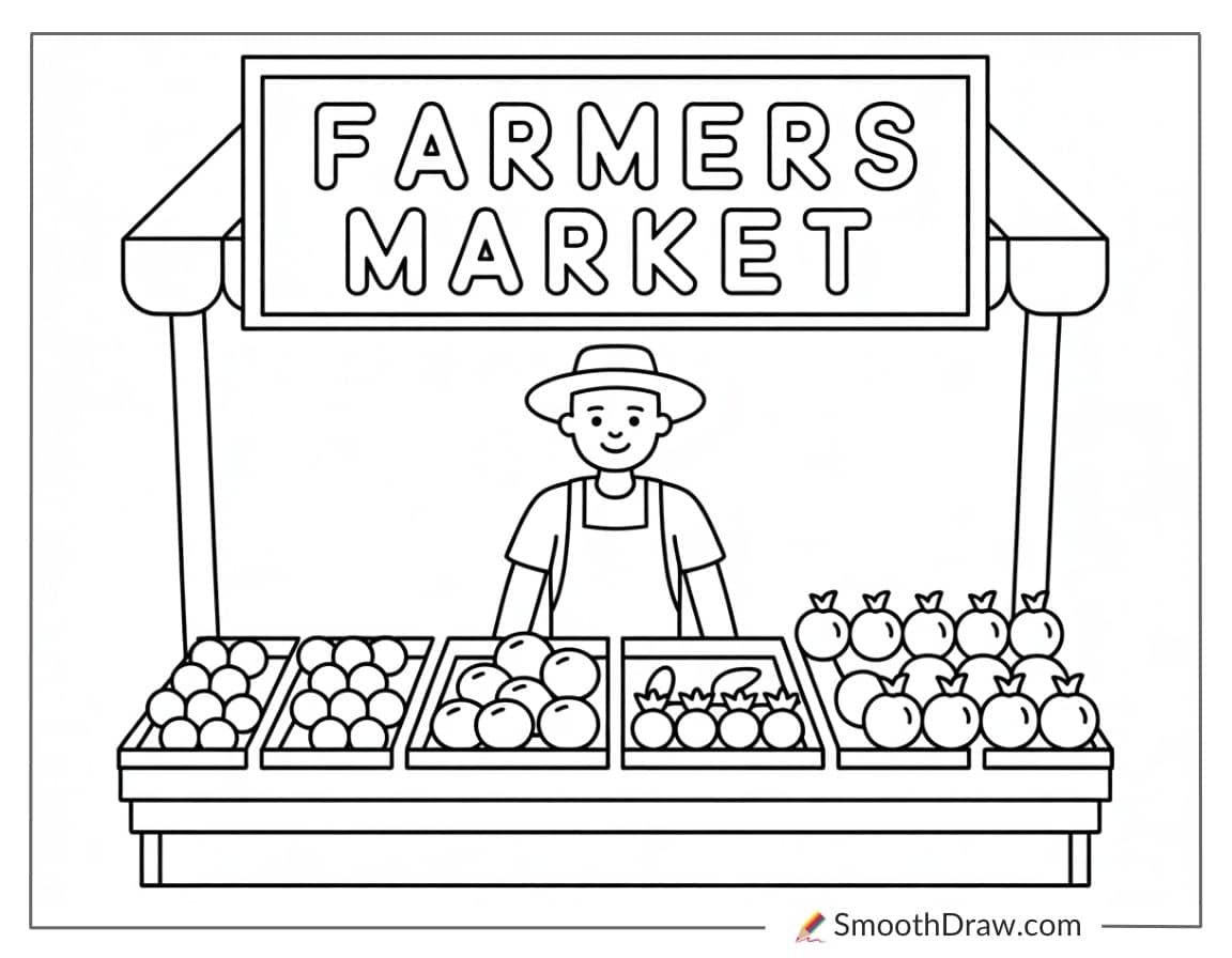 Farmer at farmers market stand
