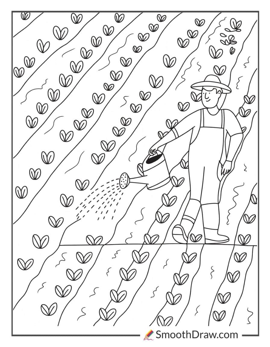 Farmer carrying watering can