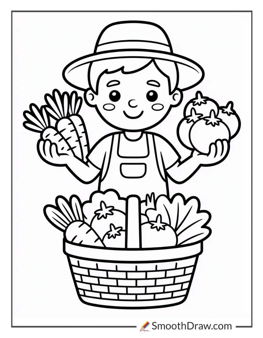Farmer holding fresh produce
