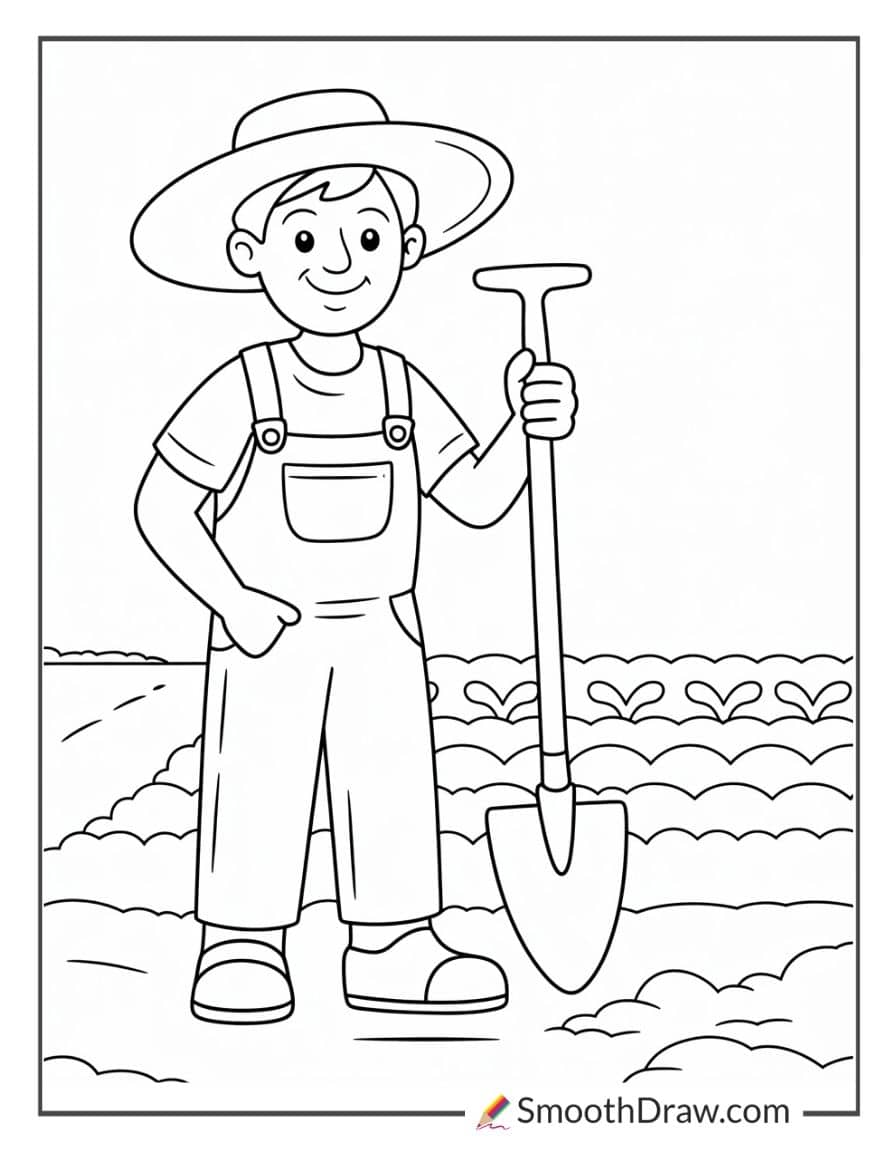 Farmer in overalls with hat