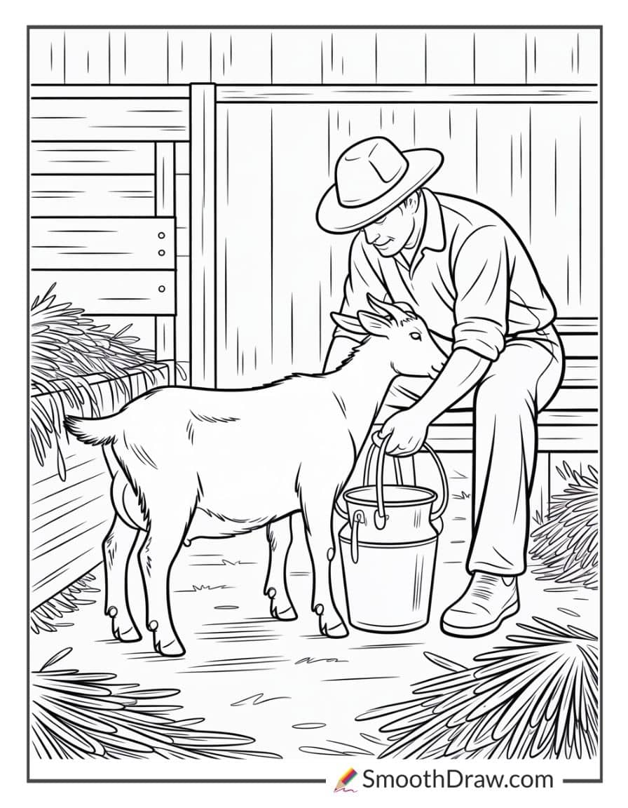 Farmer milking a dairy goat