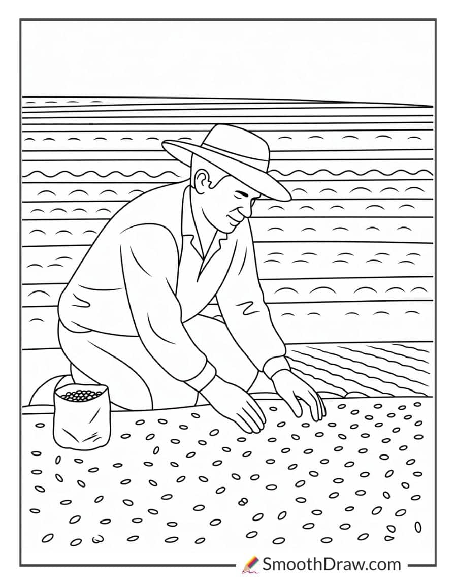 Farmer sowing seeds by hand